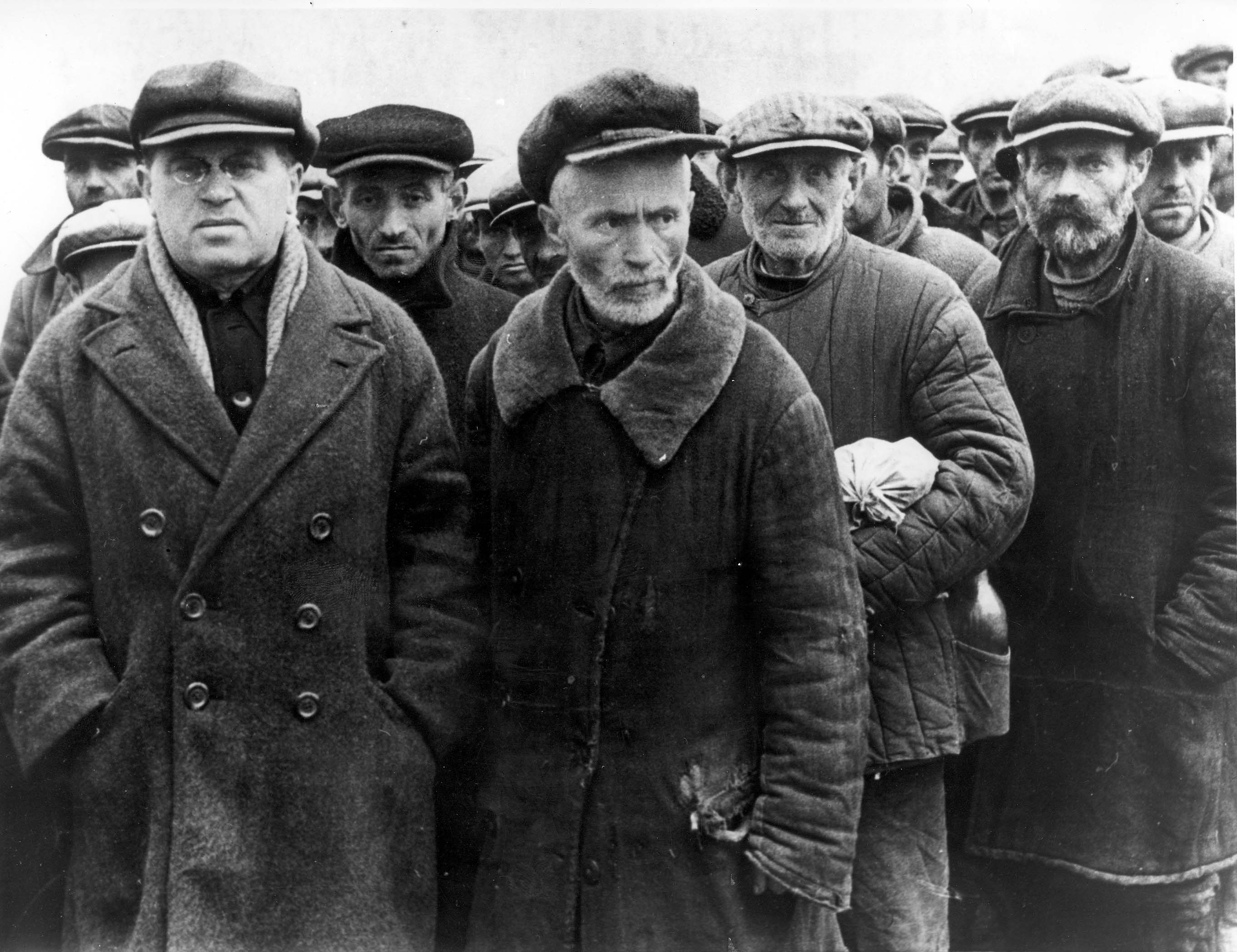 Jewish men assembled for registration, Odessa